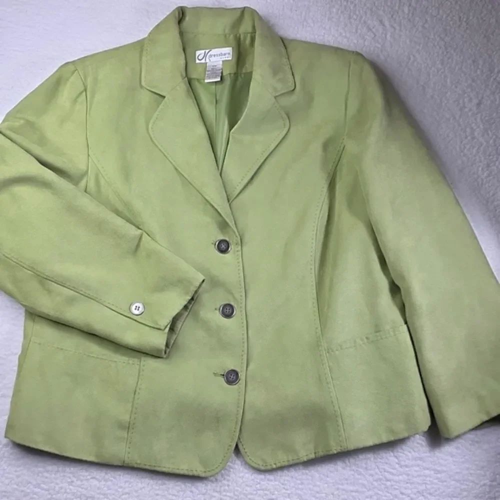 Dressbarn Vibrant Green Suede Like Blazer Size 16w